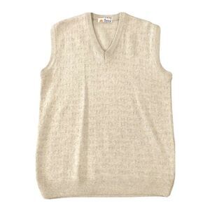 Vintage‎ Oster Size 42 Wool Sweater Vest Beige Tan V Neck Grandpa